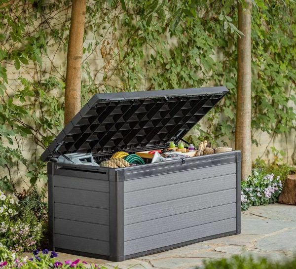 Keter Cortina 570L Plastic Storage Box – Grey-oakleysgardenmachine- Free shipping