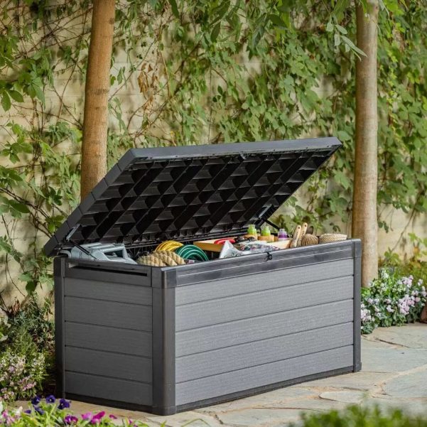 Keter Cortina 570L Plastic Storage Box – Grey-oakleysgardenmachine- Free shipping