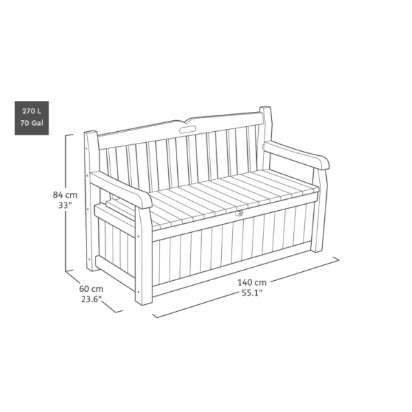 Keter Eden 265L Plastic Storage Bench – Dark Grey-oakleysgardenmachine- Free shipping