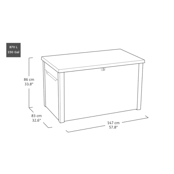 Keter Java 870 Litre Plastic Storage Box ? Grey-oakleysgardenmachine- Free shipping
