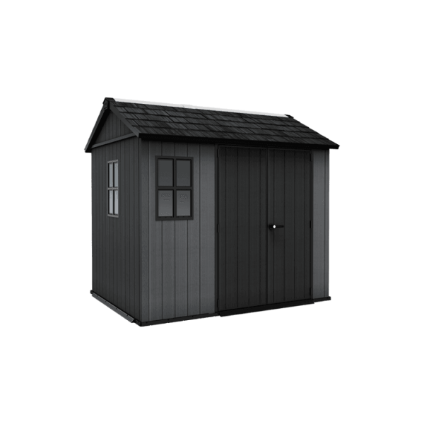 Keter 9’x7.5′ Newton Plus Side Entry Plastic Shed – Dark Grey