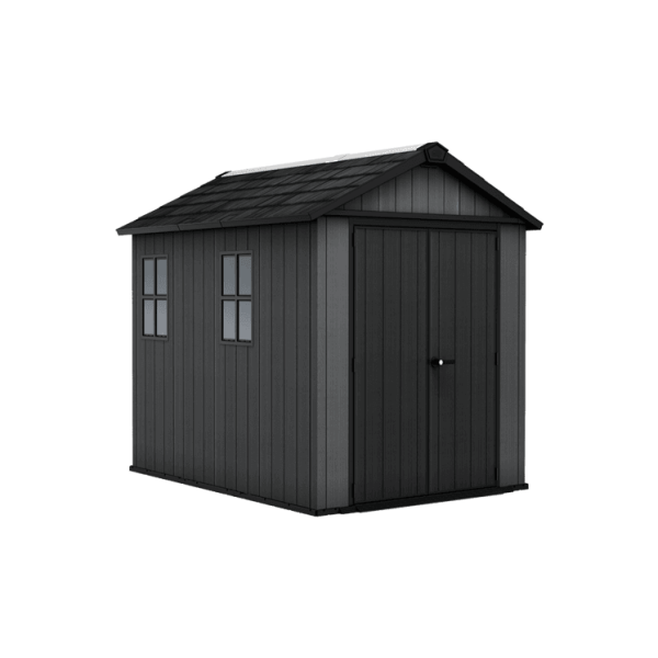 Keter 7.5’x9′ Newton Plus Front Entry Plastic Shed – Dark Grey