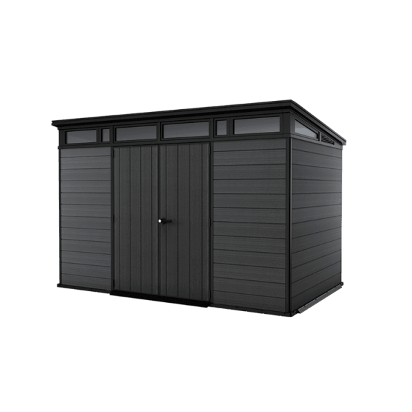 Keter Artisan 7x11 ft Pent Dark-Grey Plastic 2 door Shed with floor & 1 window