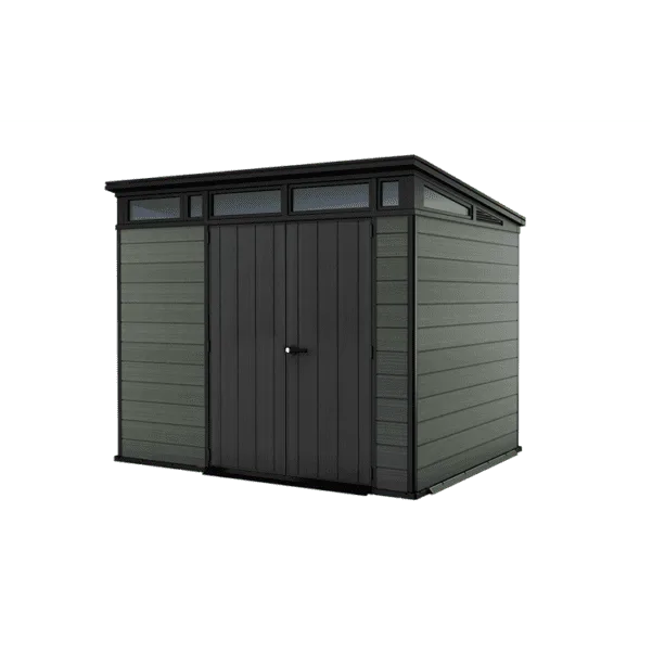 Keter 9’x 7′ Cortina Heavy Duty Plastic Pent Shed – Green-oakleysgardenmachine- Free shipping
